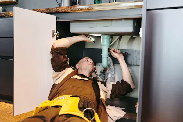 Reliable plumbing company in California inspecting a residential plumbing system