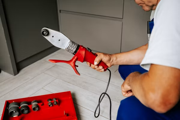 Plumbing contractor in California using video pipe inspection equipment